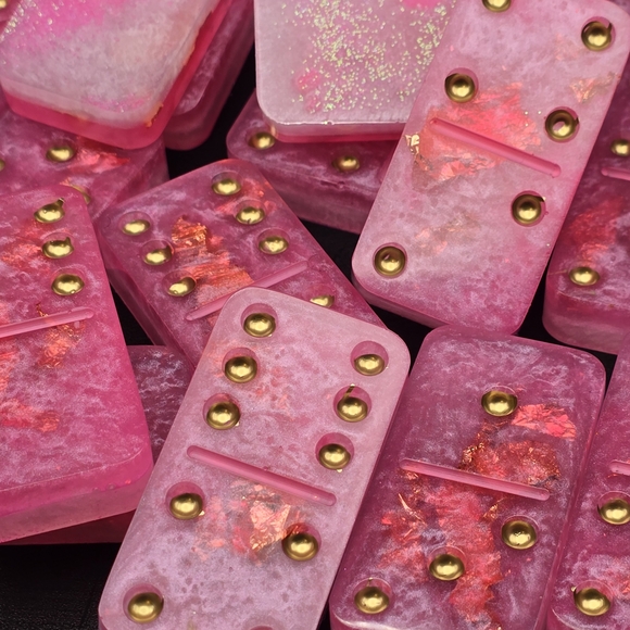 Pink and Gold Domino Set - Picture 2 of 3